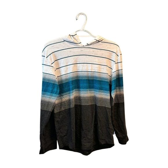 Univibe Long Sleeves Ludwig Color Block Hoodie Big Boys M Black Multi Pullover - Picture 3 of 8